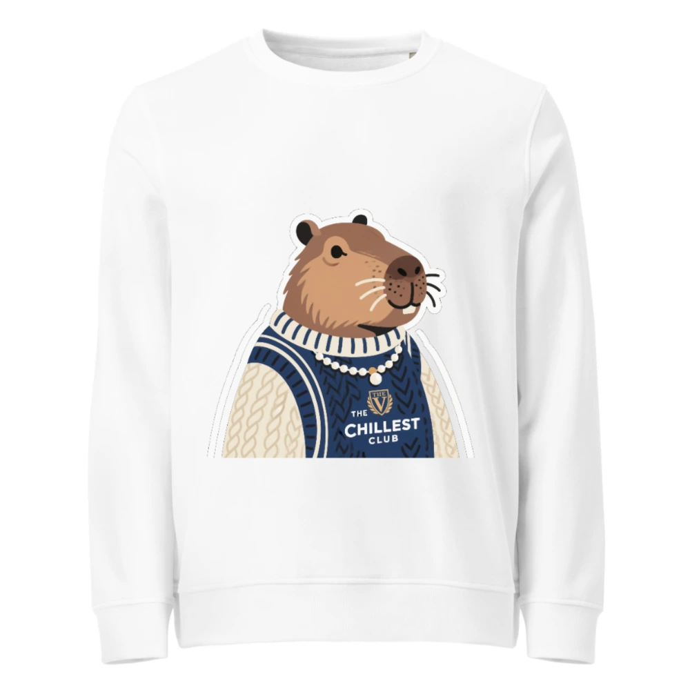 Unisex Organic Sweatshirt | Capybara in Sweater - The Chillest Club