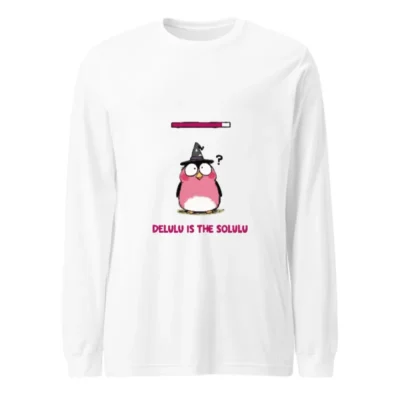 Delulu is the Solulu | Pink Witch Owl Unisex Long Sleeve Tee