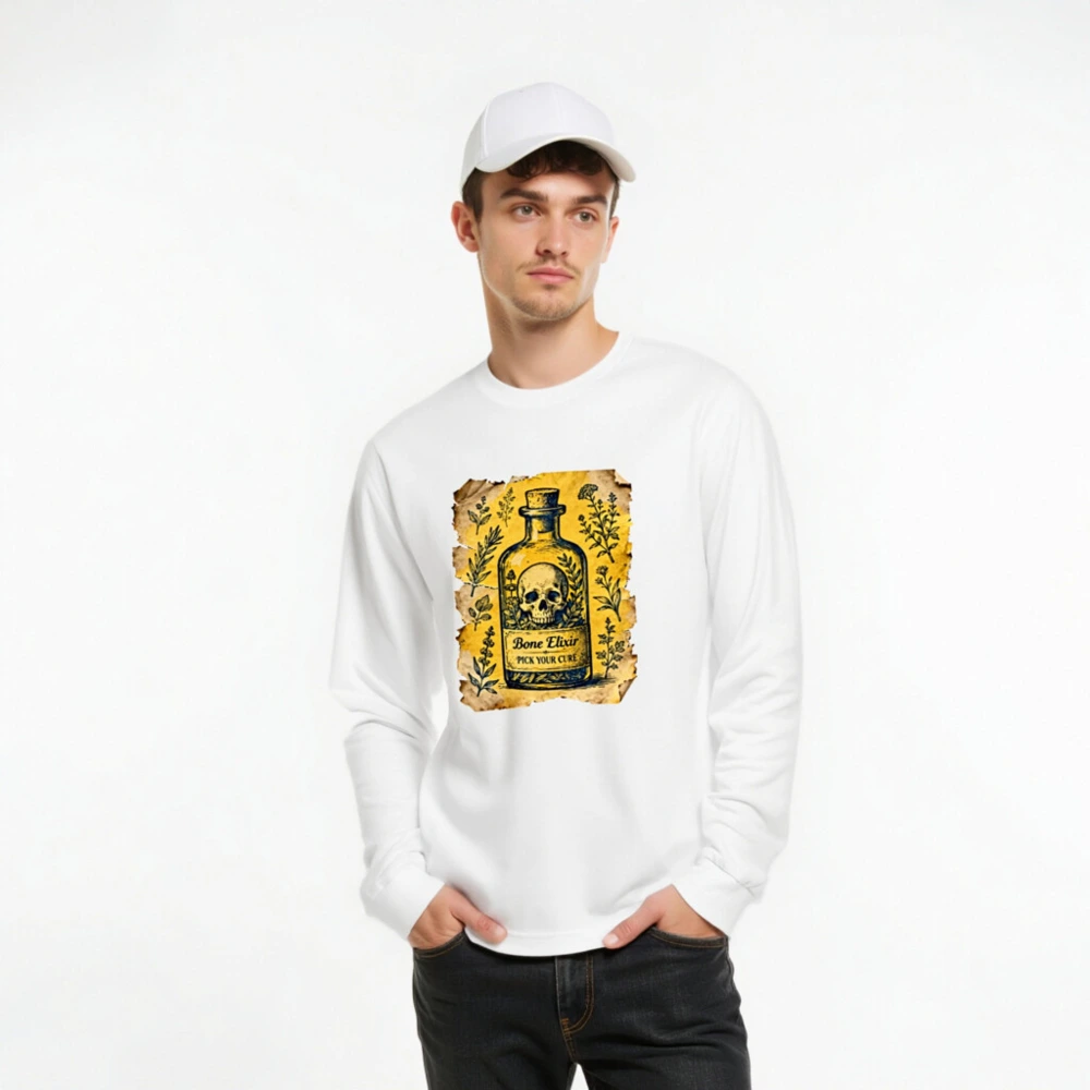 Bone Elixir Vintage Potion Bottle Long Sleeve Tee - Unisex Classic Fit - Image 7