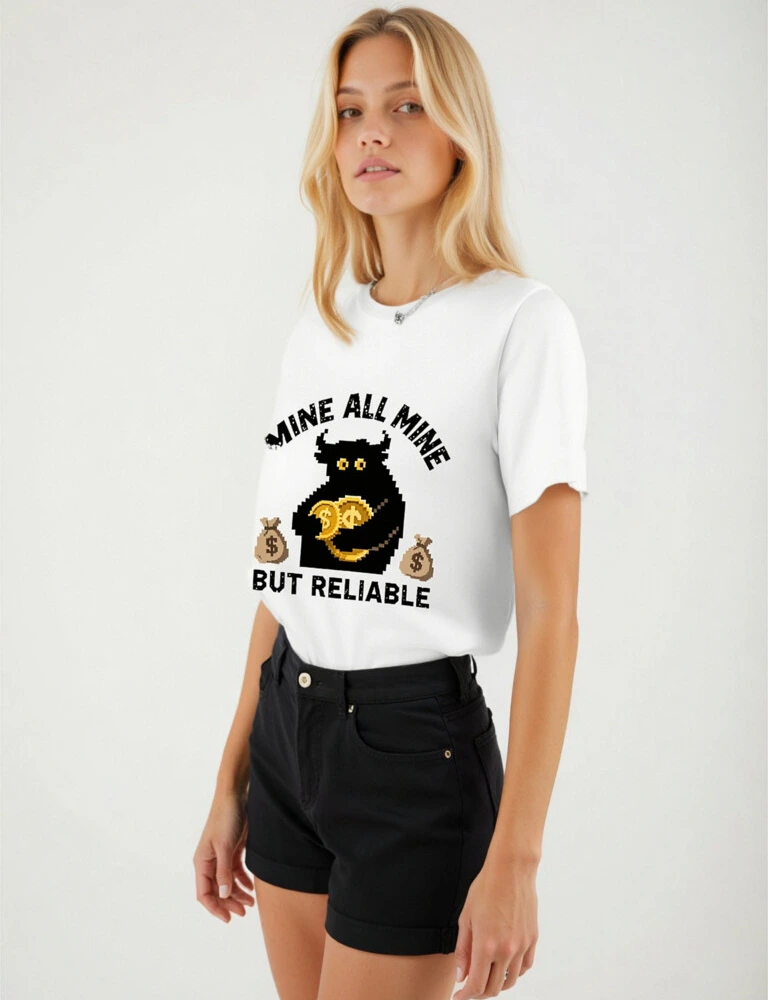 Mine All Mine But Reliable | Pixel Bull T-Shirt - Unisex Organic Cotton - Image 2