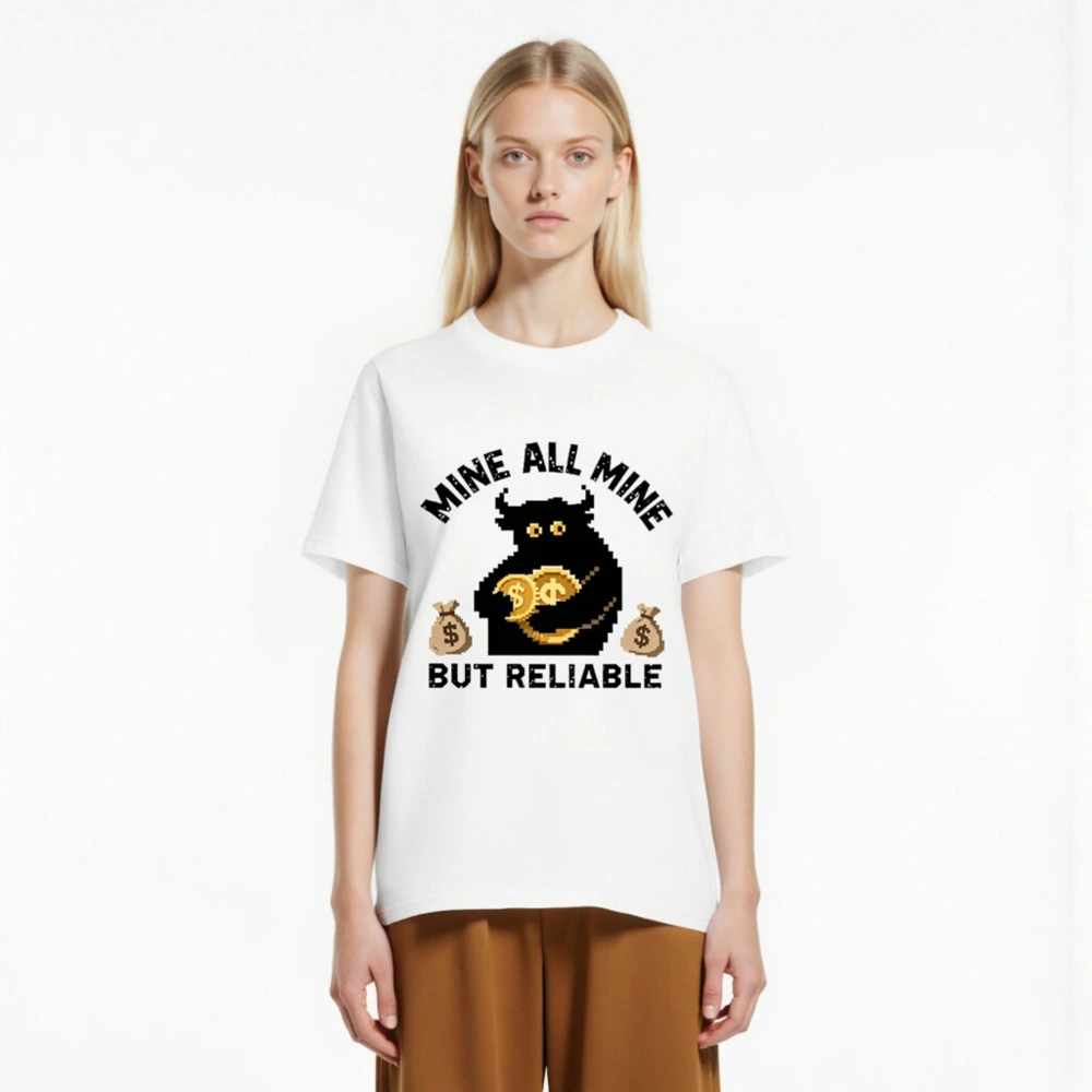 Mine All Mine But Reliable | Pixel Bull T-Shirt - Unisex Organic Cotton - Image 3