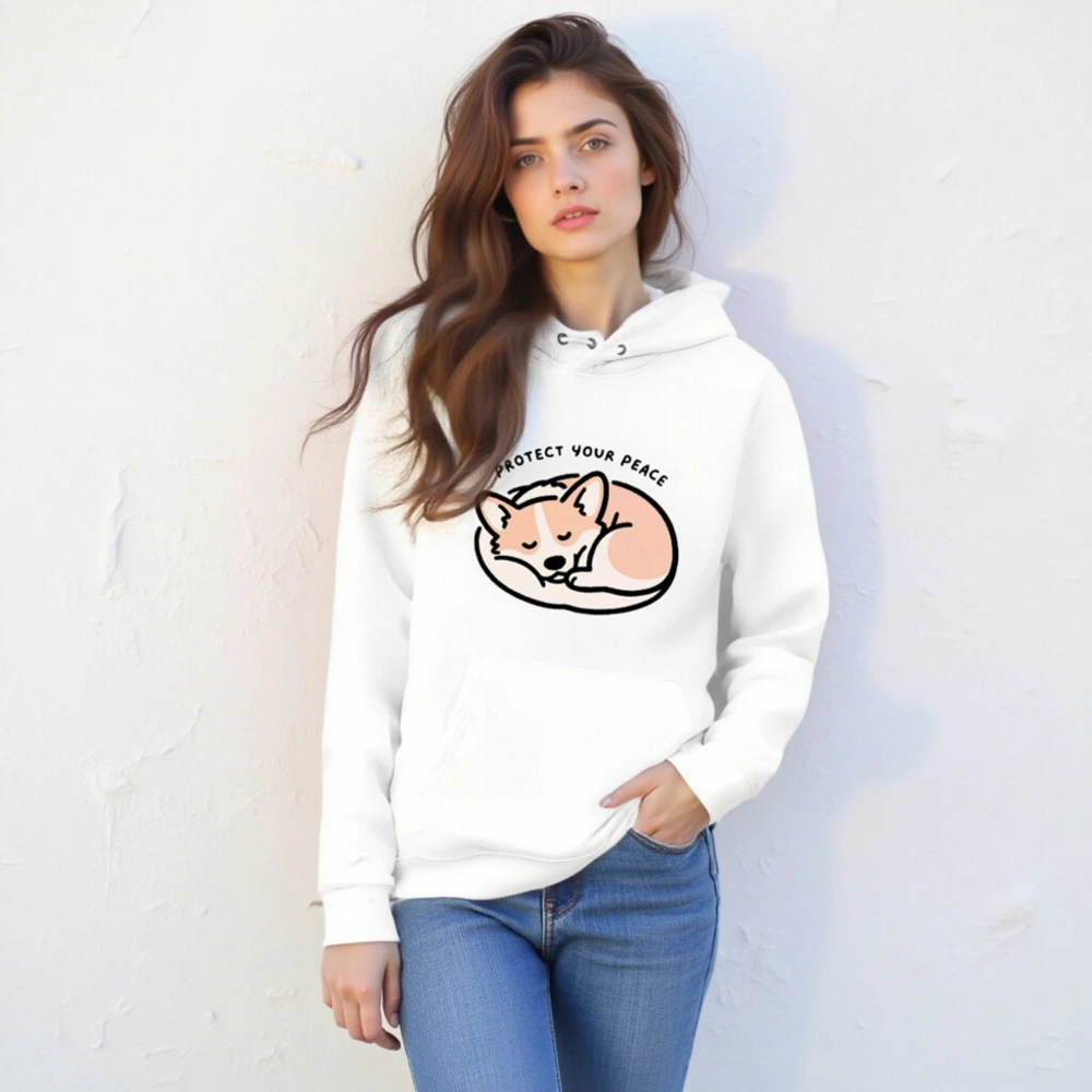 Unisex Eco Hoodie - Sleeping Corgi, Protect Your Peace | Sustainable & Comfortable - Image 6