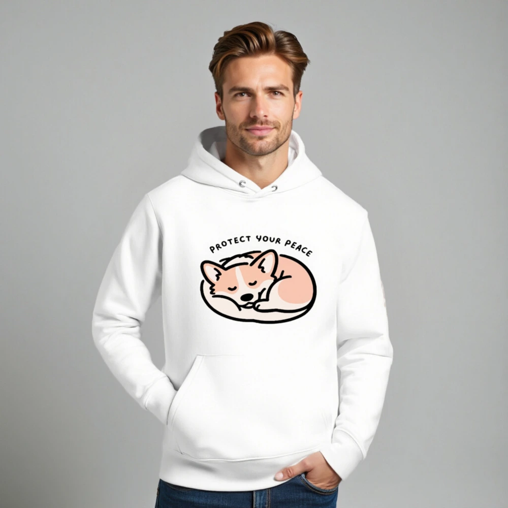 Unisex Eco Hoodie - Sleeping Corgi, Protect Your Peace | Sustainable & Comfortable - Image 8
