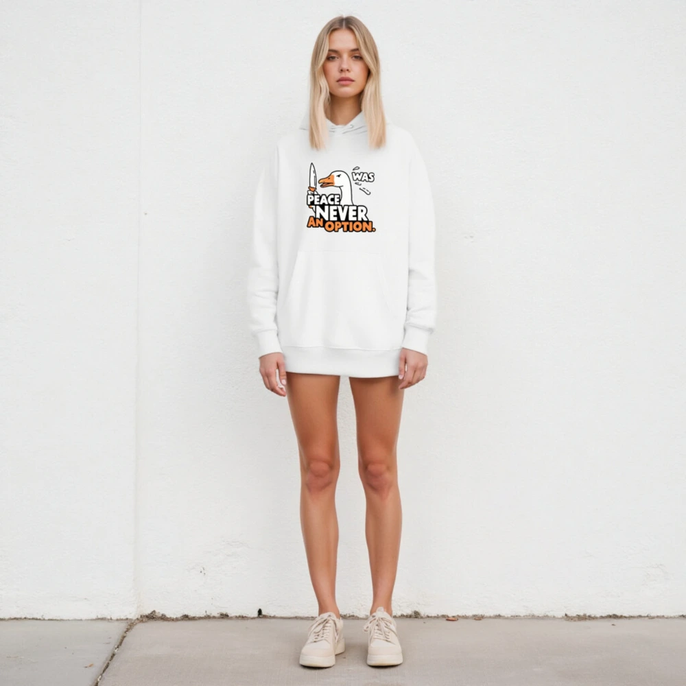 Unisex Eco Hoodie - Peace Never Was an Option Duck Sweatshirt - Image 4