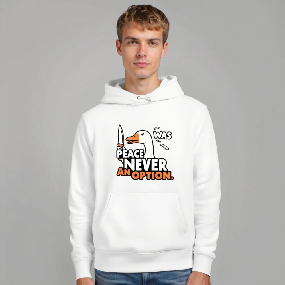 Unisex Eco Hoodie - Peace Never Was an Option Duck Sweatshirt - Image 7