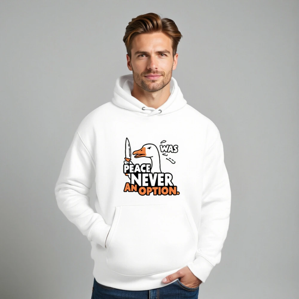 Unisex Eco Hoodie - Peace Never Was an Option Duck Sweatshirt - Image 8