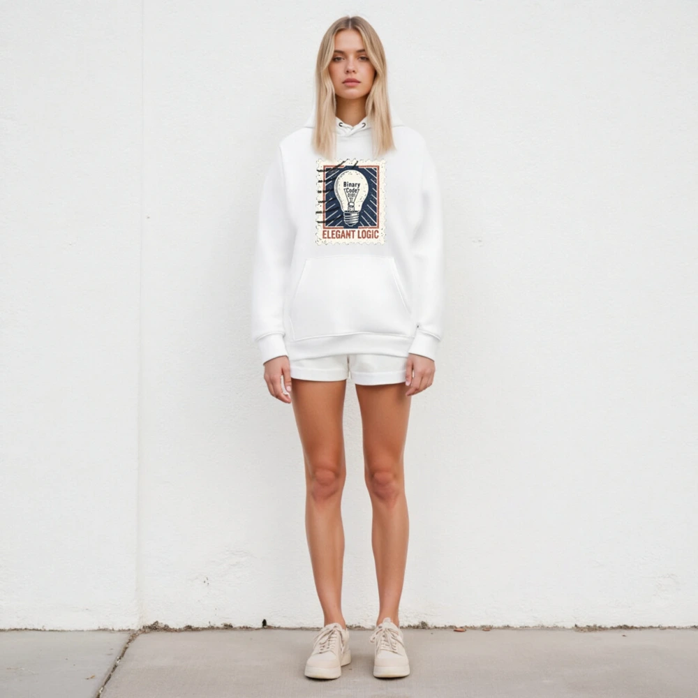 Elegant Logic Unisex Eco Hoodie | Binary Code Lightbulb Design - Image 4