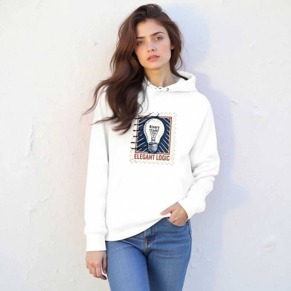 Elegant Logic Unisex Eco Hoodie | Binary Code Lightbulb Design - Image 6