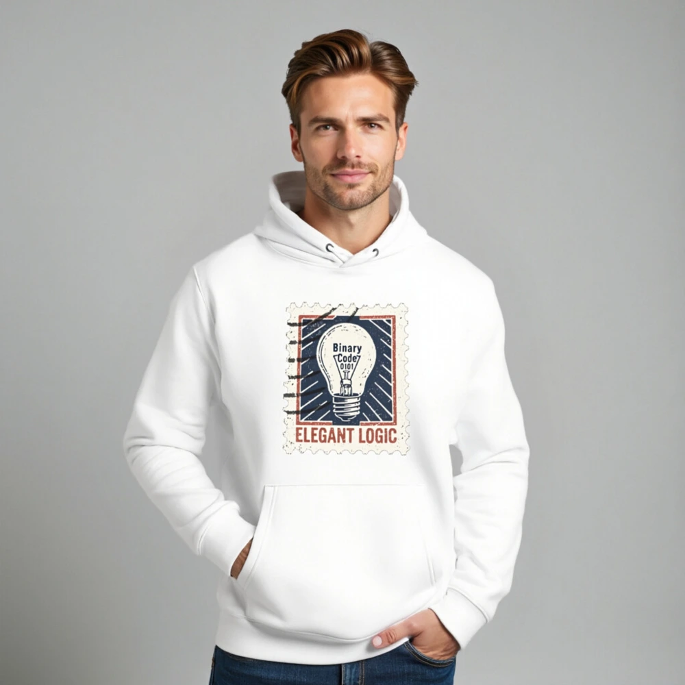 Elegant Logic Unisex Eco Hoodie | Binary Code Lightbulb Design - Image 8