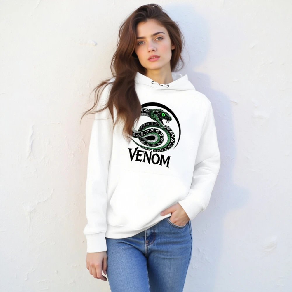 Unisex Essential Eco Hoodie - Venom Snake Design, Green Eye, Sustainable Fabric - Image 6