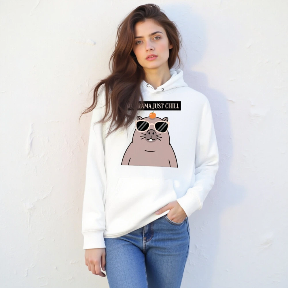 Unisex Eco Hoodie - No Drama, Just Chill Capybara Design - Image 6