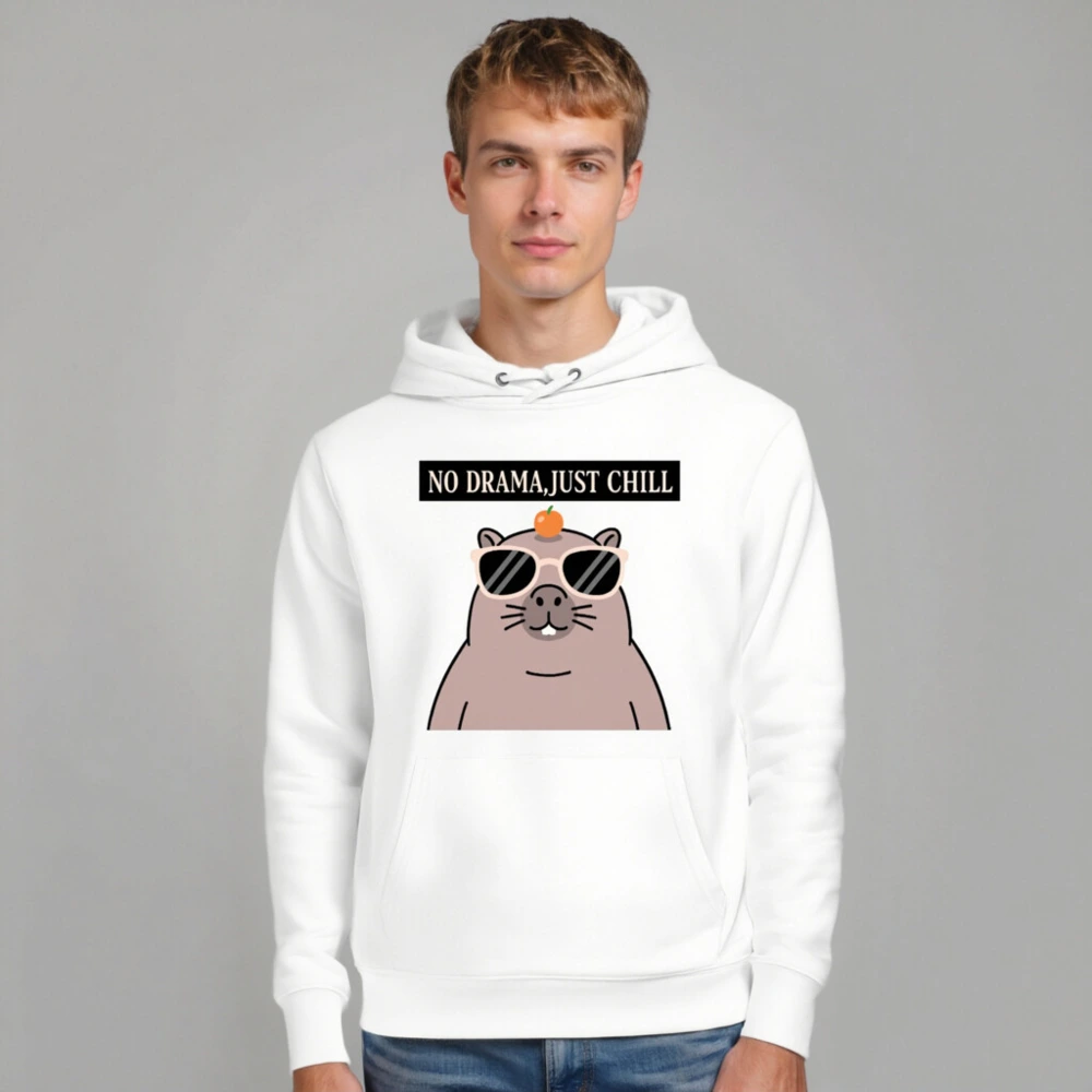 Unisex Eco Hoodie - No Drama, Just Chill Capybara Design - Image 7