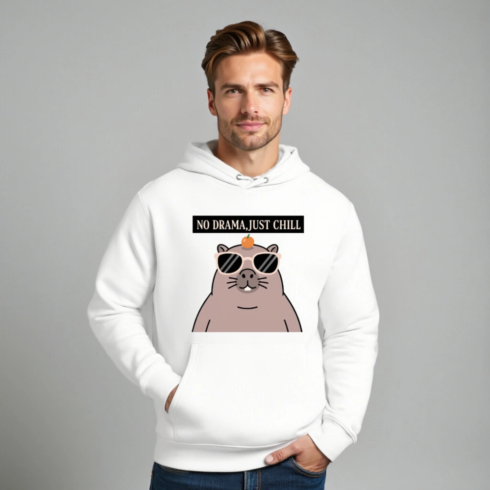 Unisex Eco Hoodie - No Drama, Just Chill Capybara Design - Image 8