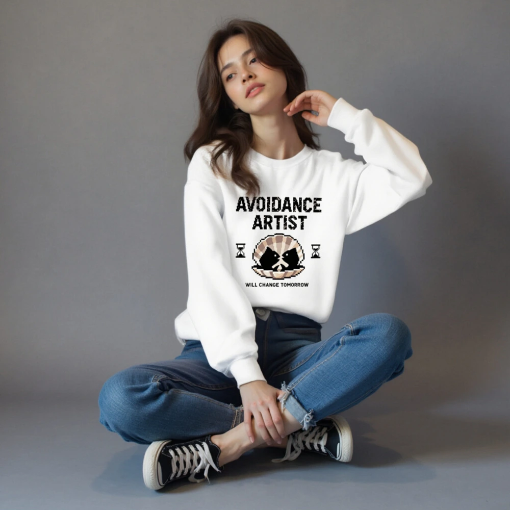 Unisex Crew Neck Sweatshirt | Avoidance Artist Will Change Tomorrow - Pixel Art Design - Image 2