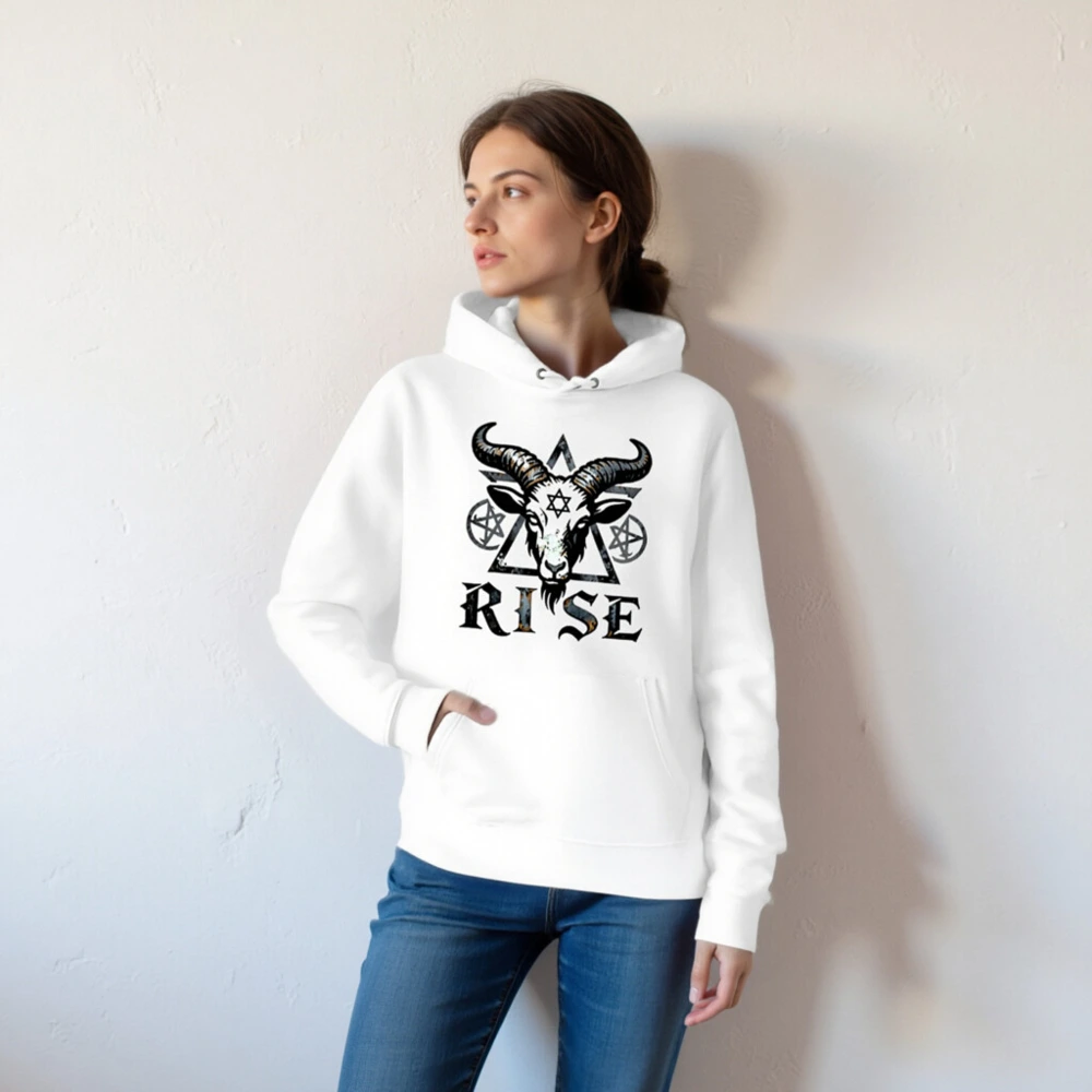Unisex Eco Hoodie - Rise Goat Symbol Design, Sustainable Organic Cotton - Image 5