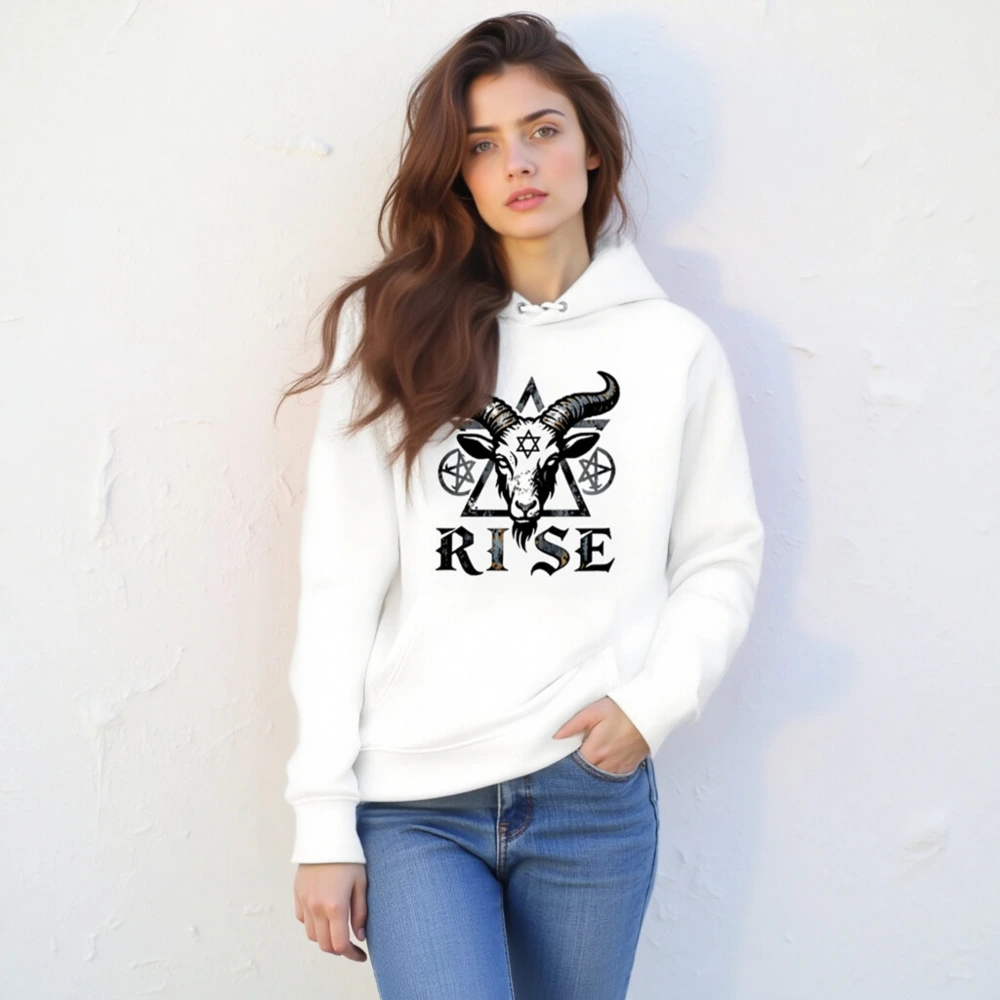 Unisex Eco Hoodie - Rise Goat Symbol Design, Sustainable Organic Cotton - Image 6