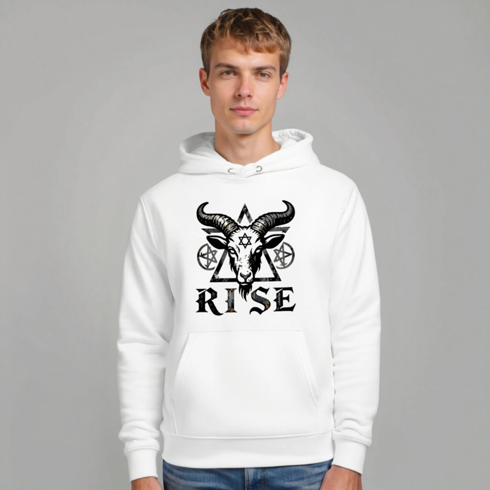 Unisex Eco Hoodie - Rise Goat Symbol Design, Sustainable Organic Cotton - Image 7