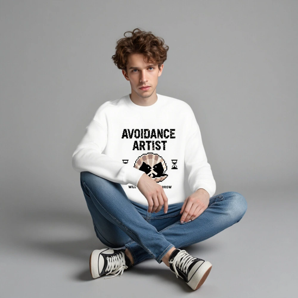 Unisex Crew Neck Sweatshirt | Avoidance Artist Will Change Tomorrow - Pixel Art Design - Image 3