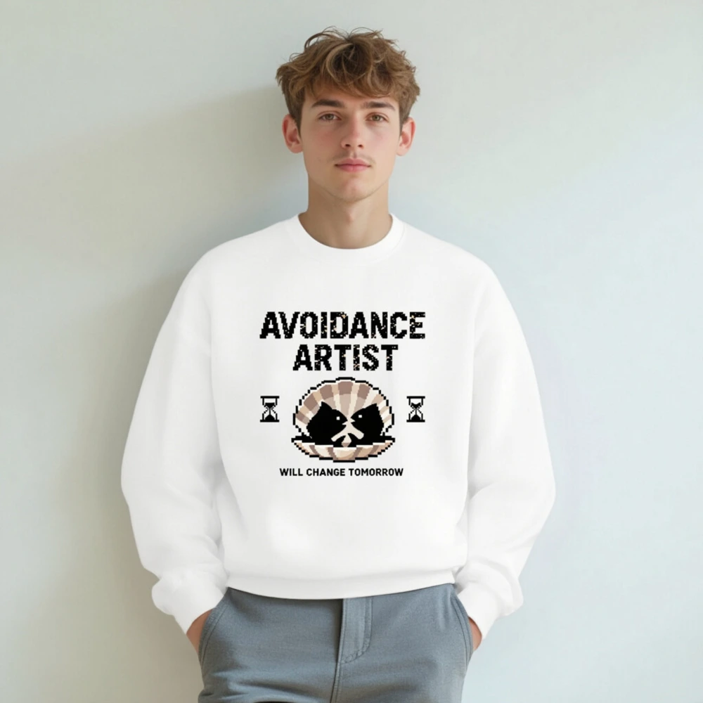 Unisex Crew Neck Sweatshirt | Avoidance Artist Will Change Tomorrow - Pixel Art Design - Image 4