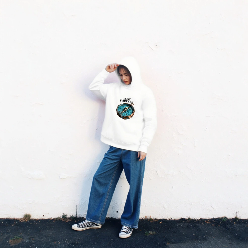 Lost Forever Compass Hoodie - Unisex Eco-Friendly Essential Sweatshirt - Image 2