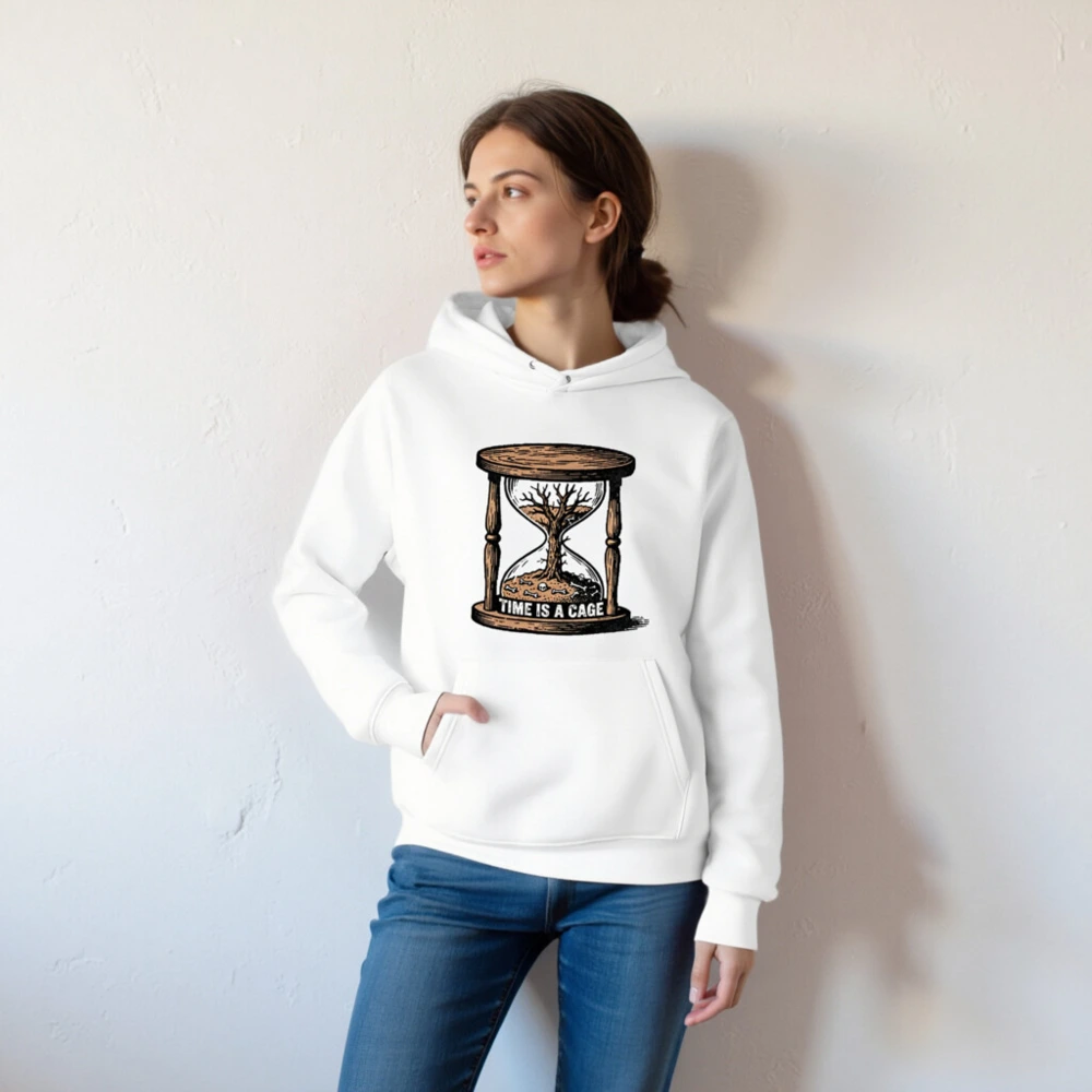 Time Is a Cage Hoodie - Unisex Eco Essential Sweatshirt - Image 5