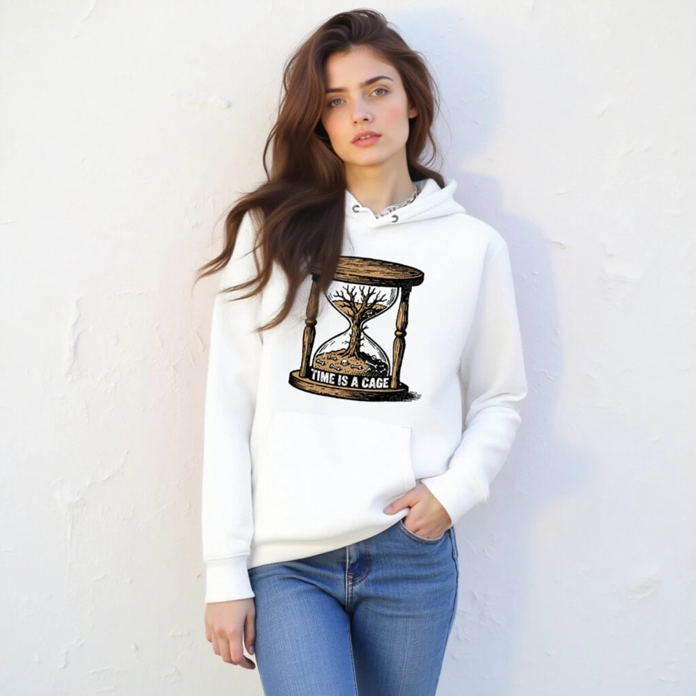 Time Is a Cage Hoodie - Unisex Eco Essential Sweatshirt - Image 6