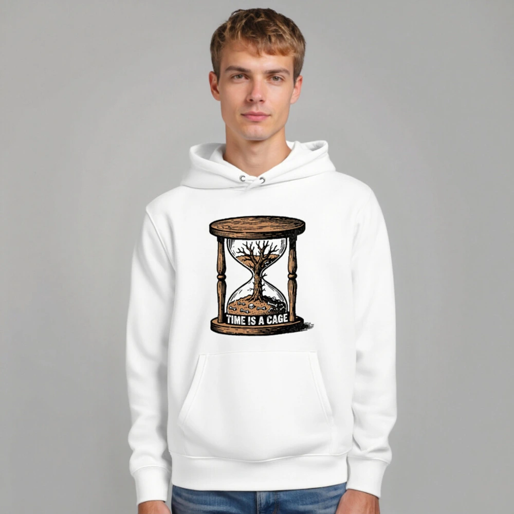 Time Is a Cage Hoodie - Unisex Eco Essential Sweatshirt - Image 7