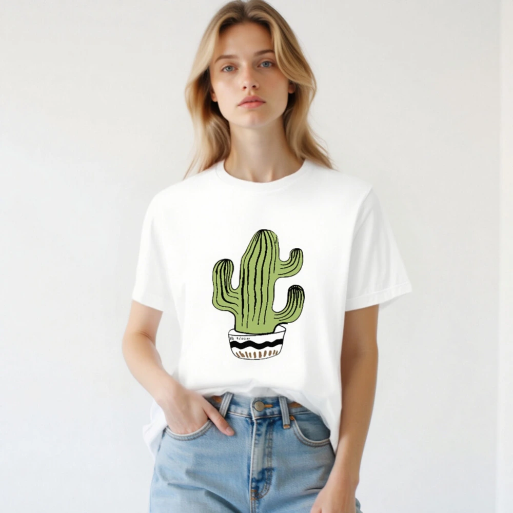 Unisex Staple T-Shirt with Cactus Illustration - Comfortable Classic Fit - Image 2