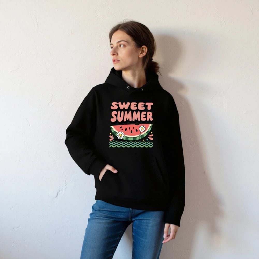 Sweet Summer Watermelon Hoodie - Unisex Eco-Friendly Essential Sweatshirt - Image 4