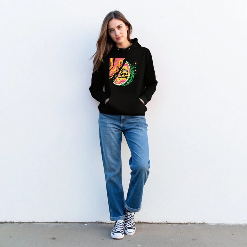 Unisex Eco Hoodie - Stay Cool & Juicy Watermelon Design - Image 3