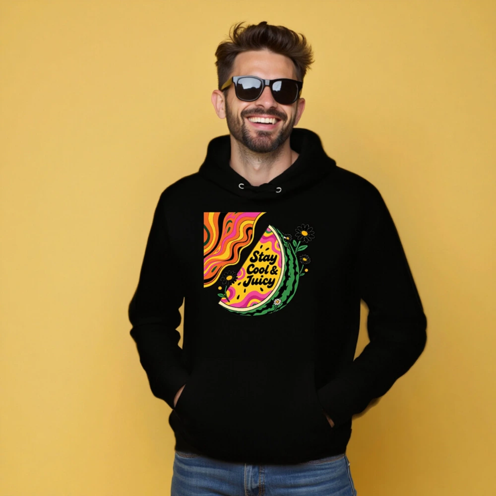 Unisex Eco Hoodie - Stay Cool & Juicy Watermelon Design - Image 5