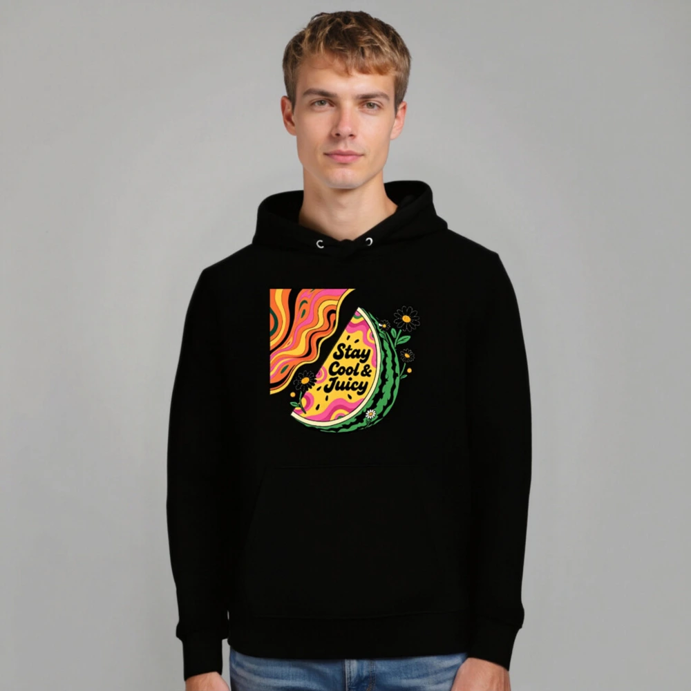 Unisex Eco Hoodie - Stay Cool & Juicy Watermelon Design - Image 7