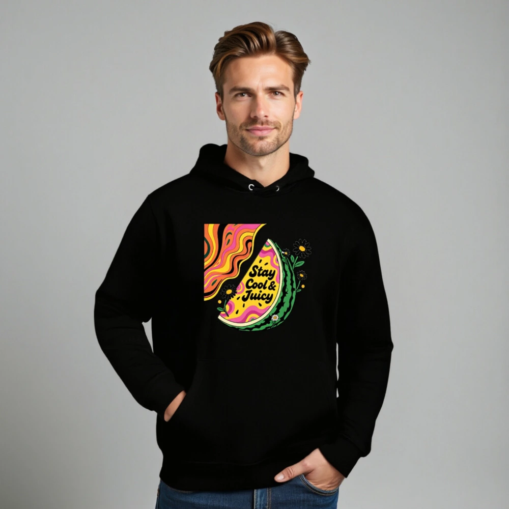 Unisex Eco Hoodie - Stay Cool & Juicy Watermelon Design - Image 8