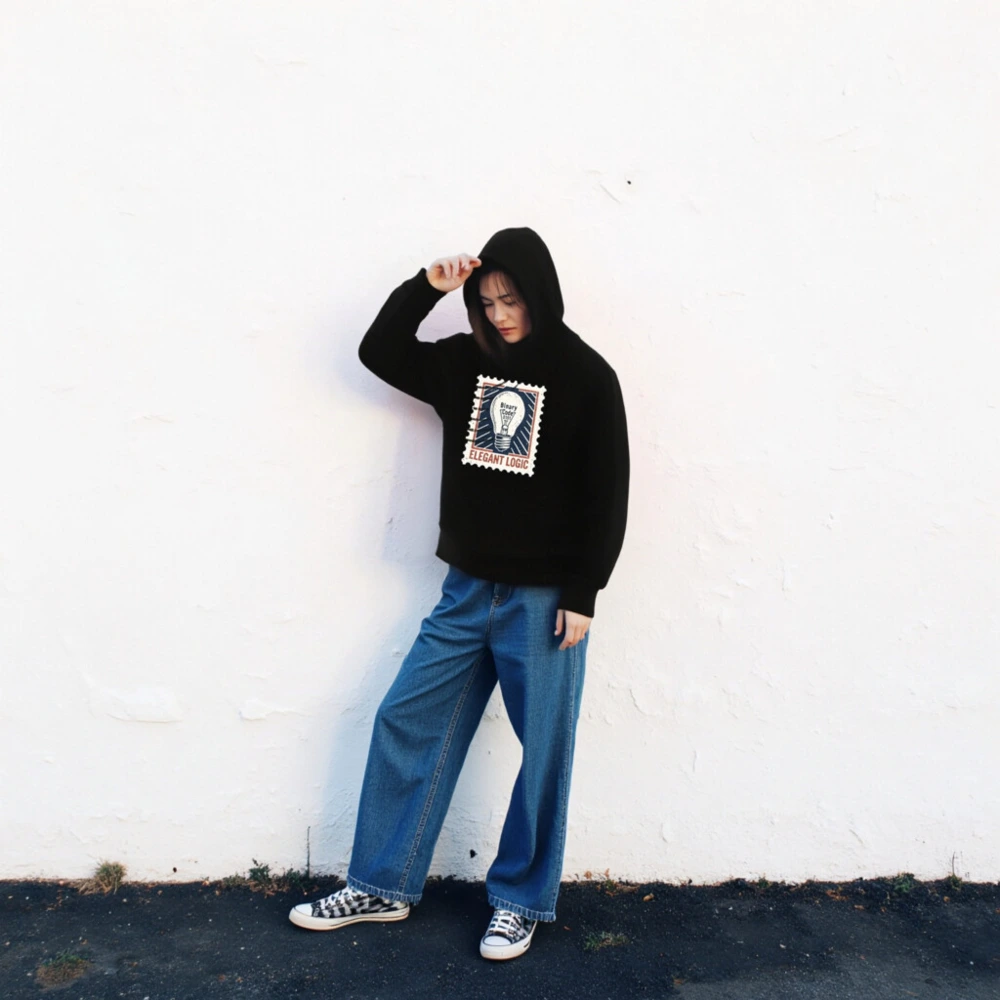 Elegant Logic Unisex Eco Hoodie | Binary Code Lightbulb Design - Image 2