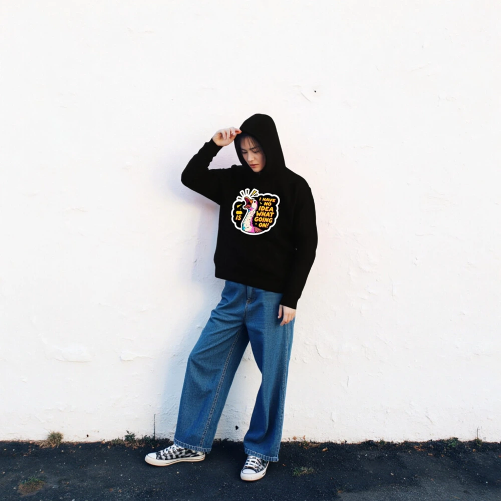 Unisex Premium Pullover Hoodie - I Have No Idea What's Going On! Duck Graphic Sweatshirt - Image 2