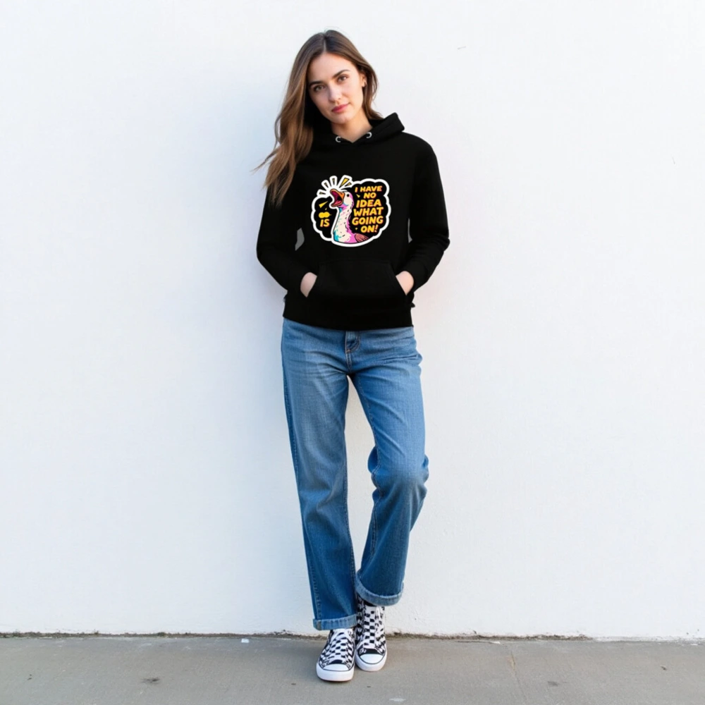 Unisex Premium Pullover Hoodie - I Have No Idea What's Going On! Duck Graphic Sweatshirt - Image 3