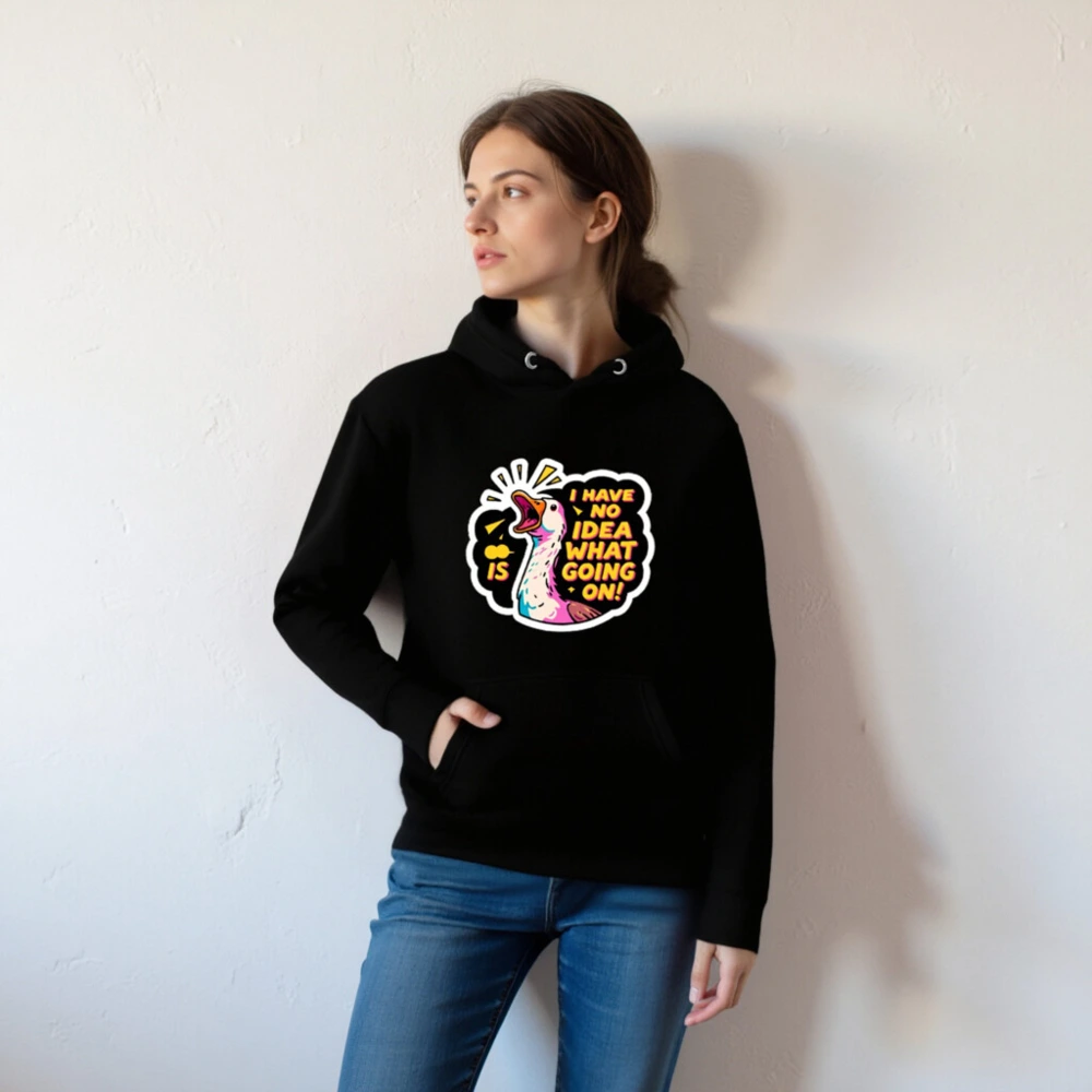 Unisex Premium Pullover Hoodie - I Have No Idea What's Going On! Duck Graphic Sweatshirt - Image 4