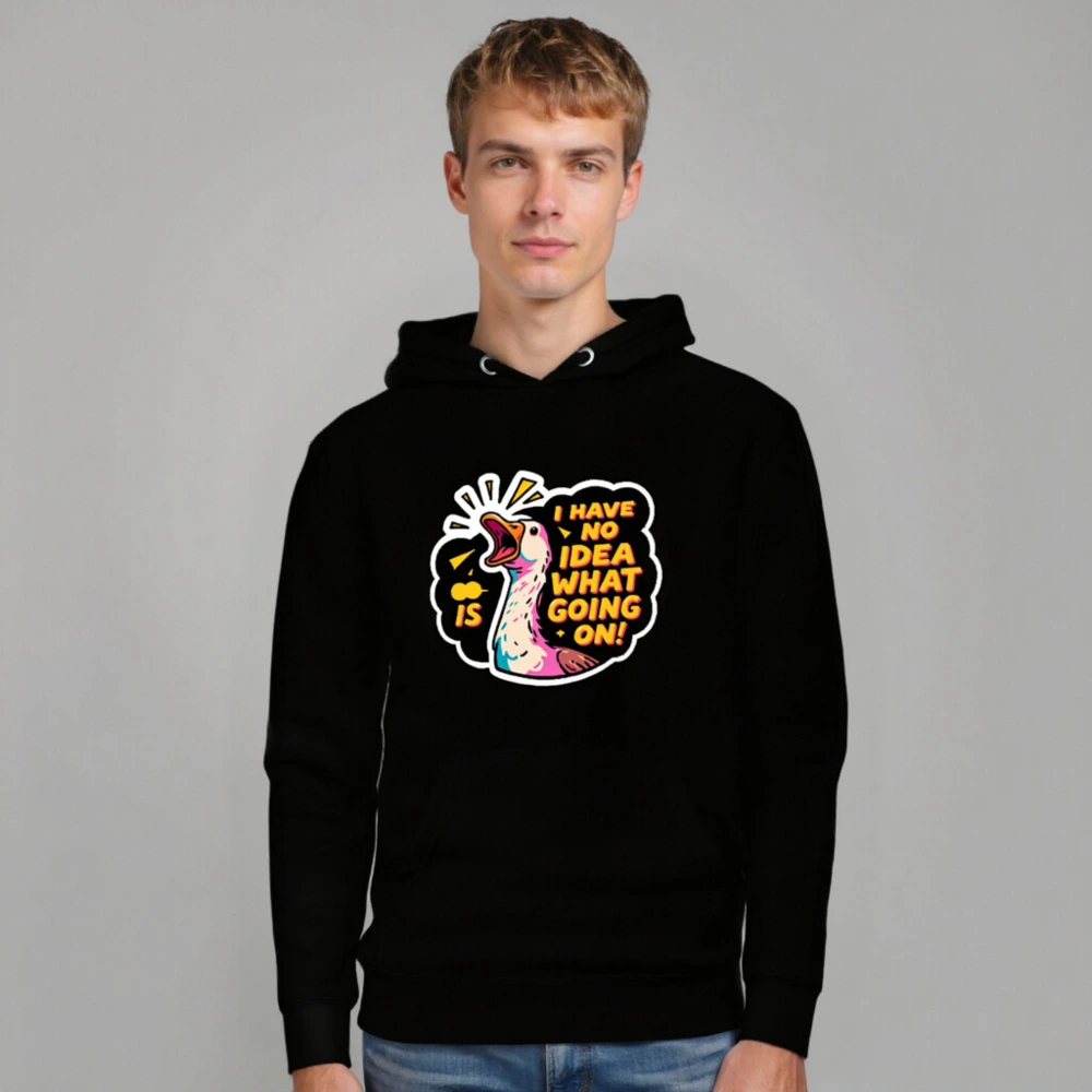 Unisex Premium Pullover Hoodie - I Have No Idea What's Going On! Duck Graphic Sweatshirt - Image 7