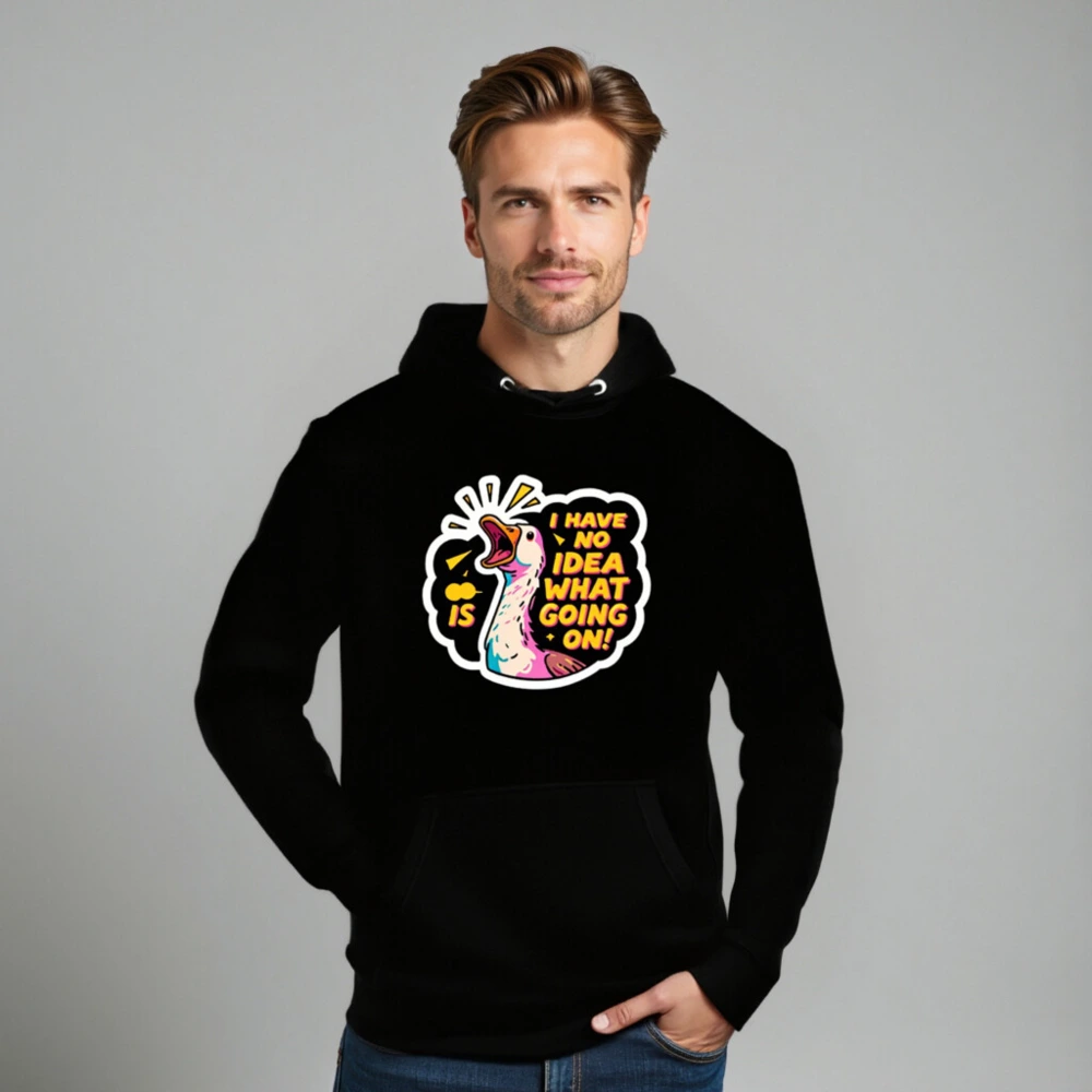 Unisex Premium Pullover Hoodie - I Have No Idea What's Going On! Duck Graphic Sweatshirt - Image 8