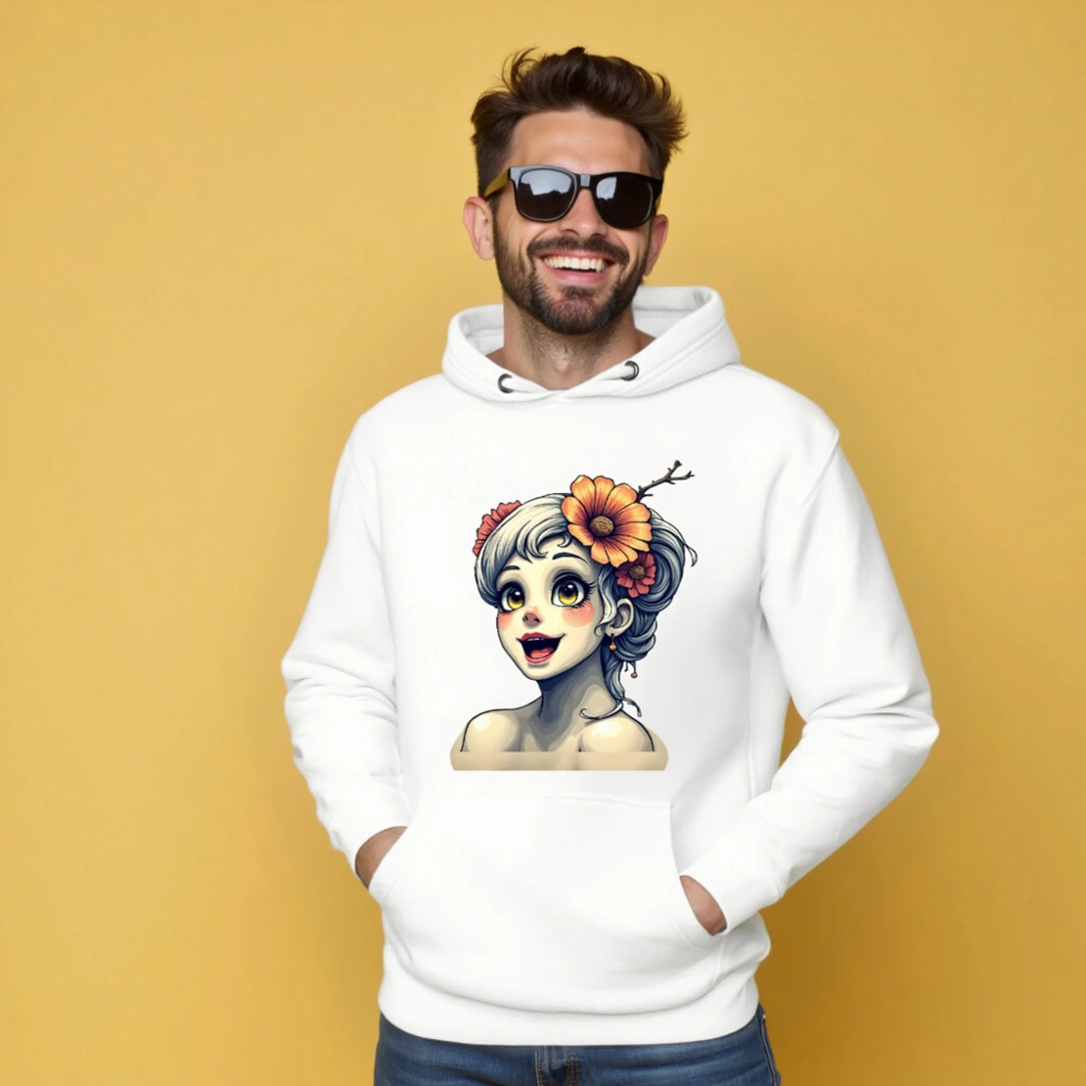 Unisex Premium Pullover Hoodie with Floral Girl Art - Comfortable & Stylish - Image 5