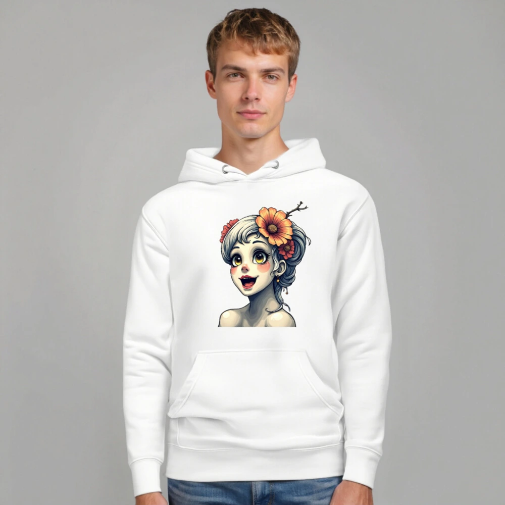 Unisex Premium Pullover Hoodie with Floral Girl Art - Comfortable & Stylish - Image 7