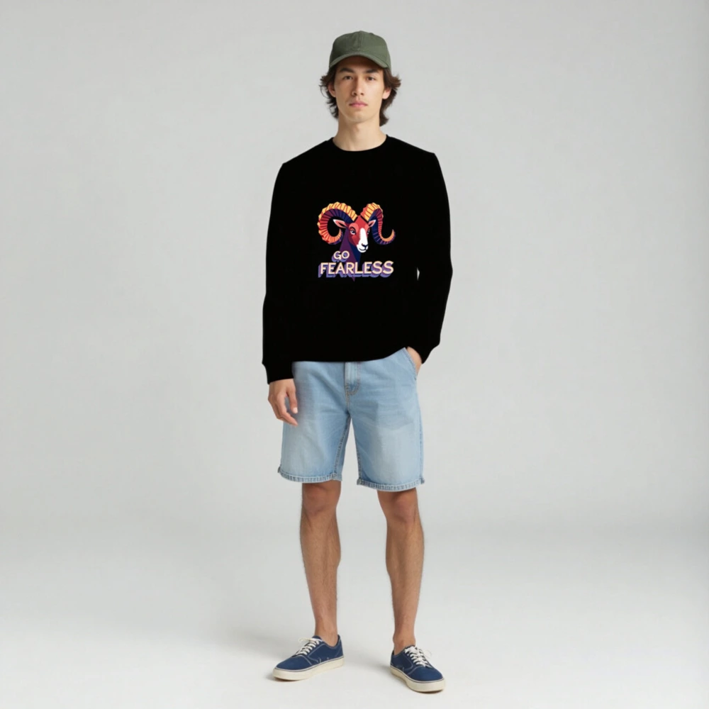 Unisex Organic Sweatshirt | Go Fearless Ram Graphic - Eco-Friendly & Comfortable - Image 4