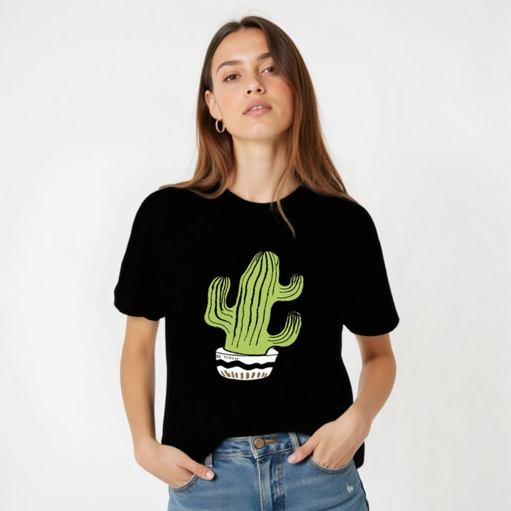 Unisex Staple T-Shirt | Green Cactus in Pot Design - Classic Fit, Comfortable Cotton - Image 4