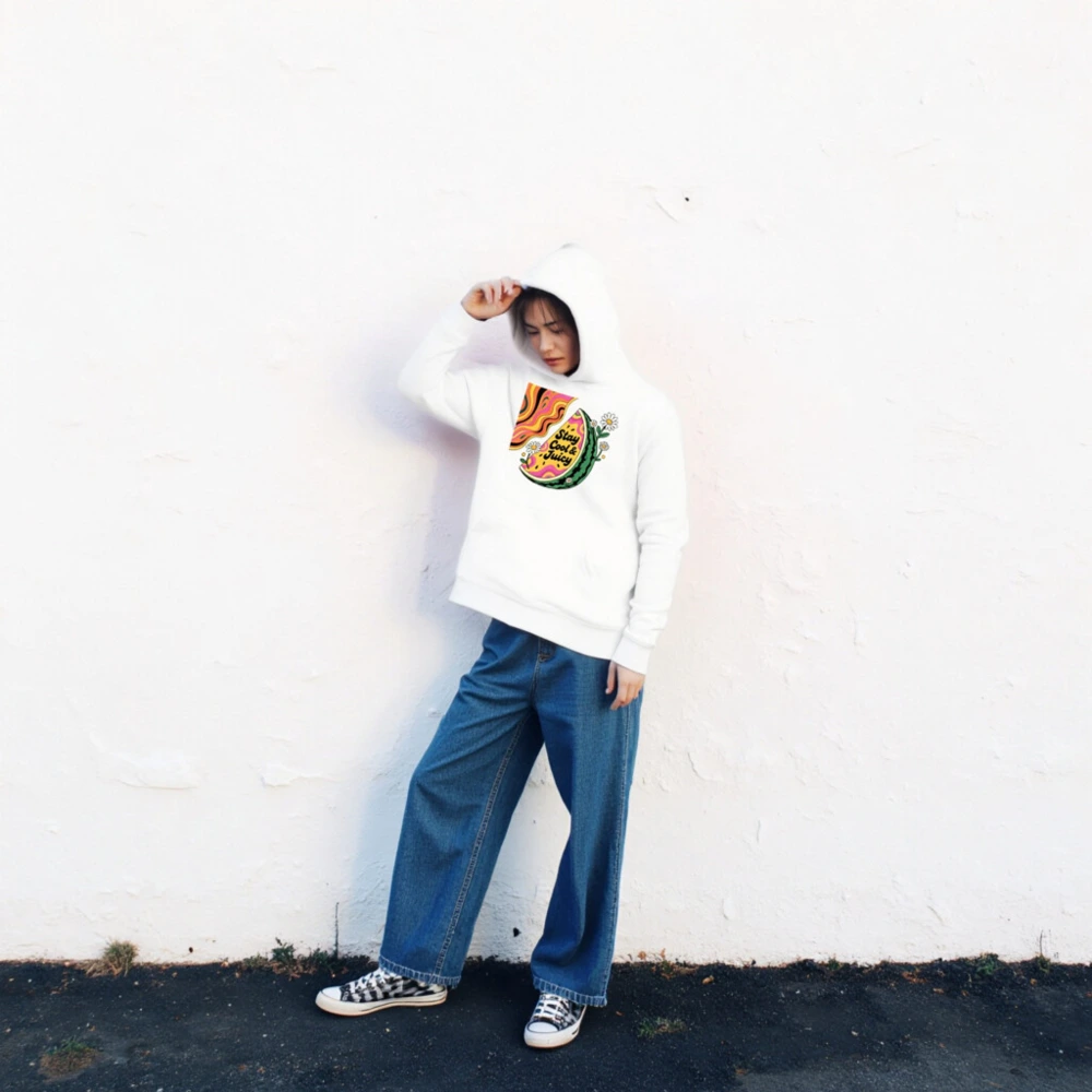 Unisex Premium Pullover Hoodie - Stay Cool & Juicy Watermelon Graphic - Image 2