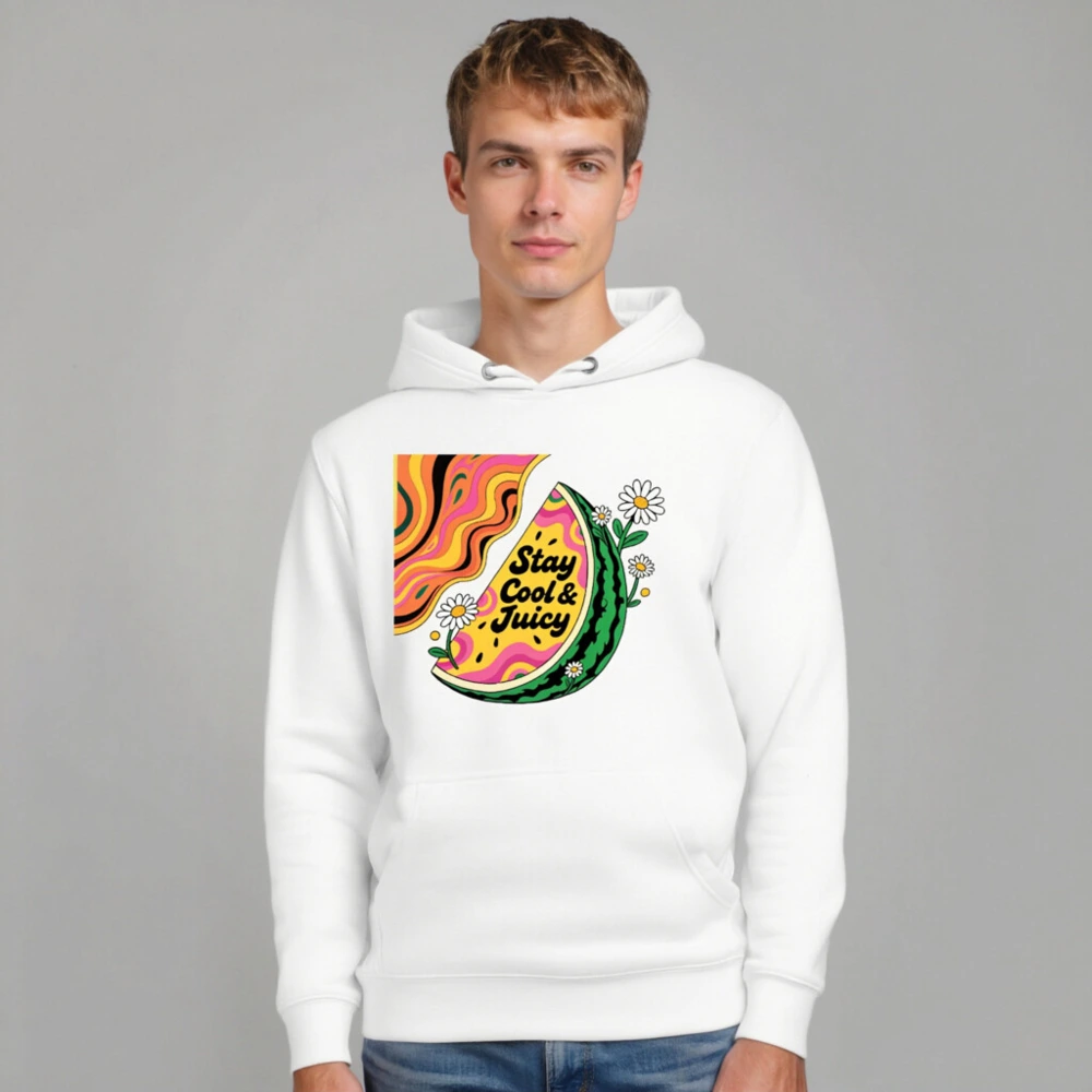 Unisex Premium Pullover Hoodie - Stay Cool & Juicy Watermelon Graphic - Image 7