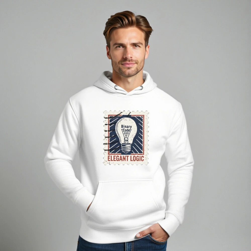 Unisex Premium Pullover Hoodie - Elegant Logic Light Bulb Binary Code Design - Image 8