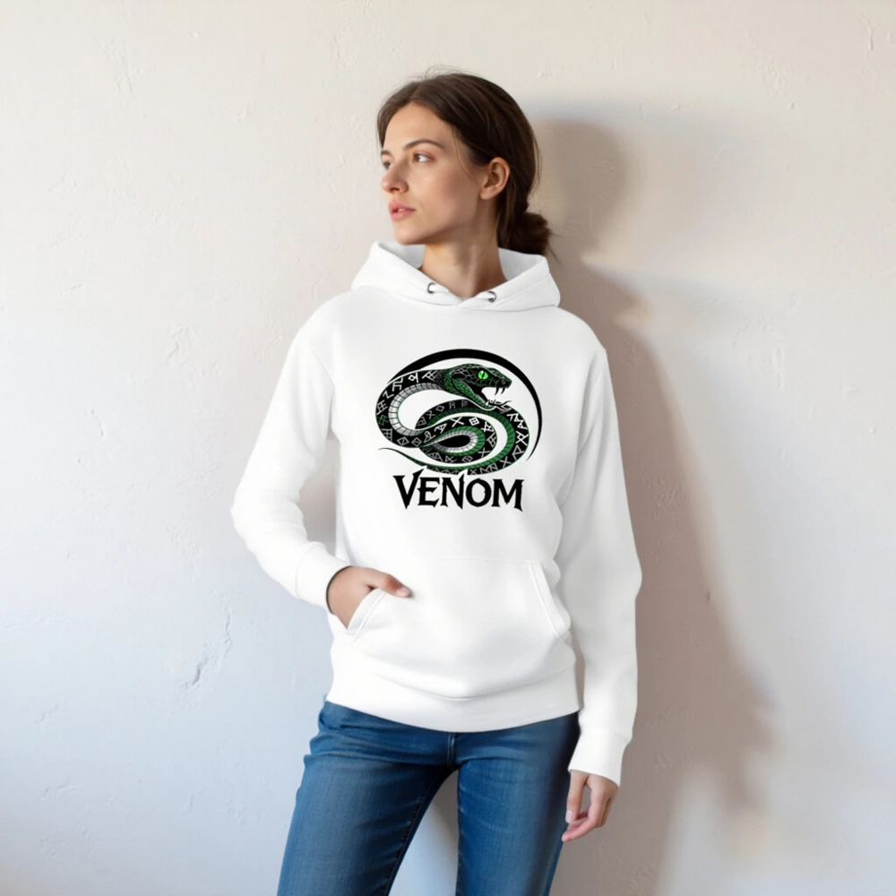 Venom Snake Unisex Premium Pullover Hoodie - Green Eye Scaled Design - Image 4