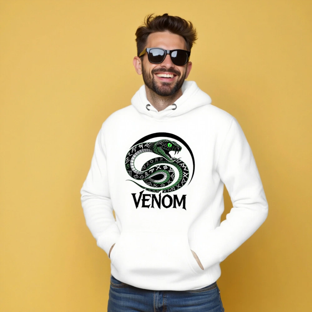 Venom Snake Unisex Premium Pullover Hoodie - Green Eye Scaled Design - Image 5
