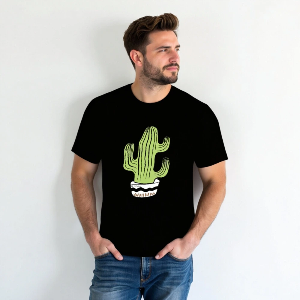 Unisex Staple T-Shirt | Green Cactus in Pot Design - Classic Fit, Comfortable Cotton - Image 5