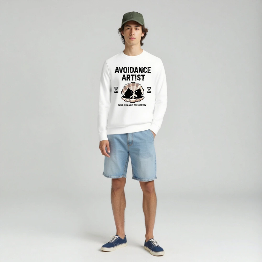 Unisex Organic Sweatshirt | Avoidance Artist Will Change Tomorrow | Eco-Friendly Pixel Art - Image 2